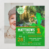 Invitation Grenouille 1er anniversaire froggy tropical faune (Devant / Derrière)