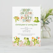 Invitation Grenouille 1er anniversaire mignonne tendance (Debout devant)