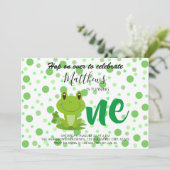 Invitation Grenouille 1er anniversaire points de fête Invitat (Debout devant)