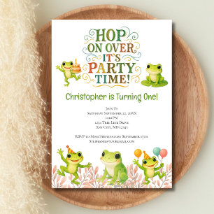 Invitation Grenouille 1er Premier Anniversaire Mignon Branché