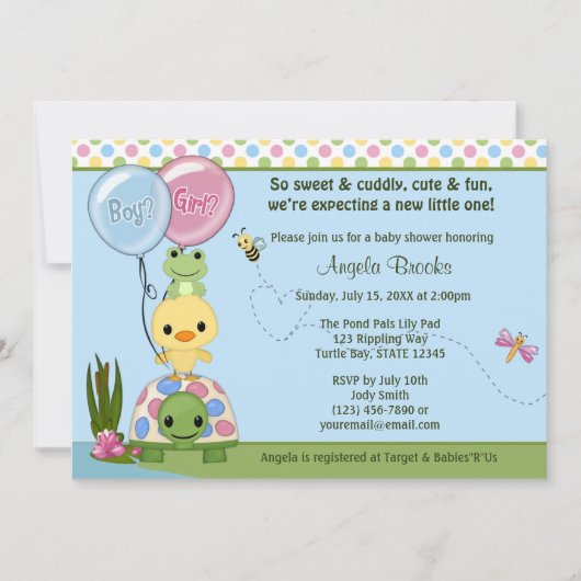 Invitation Grenouille #2 d'invitation de baby shower de (Devant)