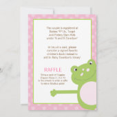 Invitation Grenouille à baguette verte Baby shower rose (Dos)