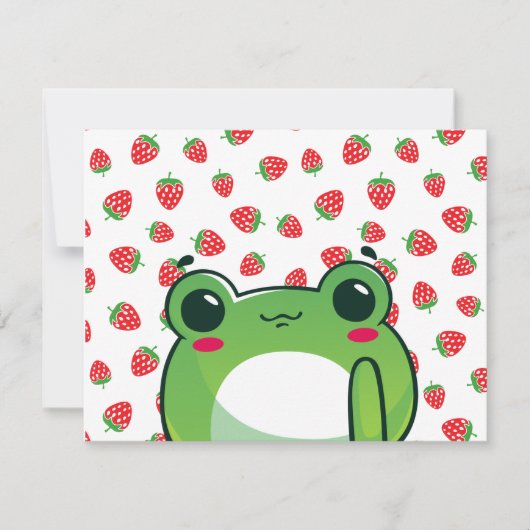 Invitation Grenouille à fraise Kawaii (Devant)