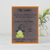 Invitation Grenouille adorable dans une sorcière Casquette fê (Debout devant)