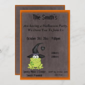 Invitation Grenouille adorable dans une sorcière Casquette fê (Devant / Derrière)