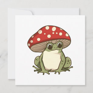 Invitation Grenouille aux champignons mignons