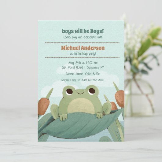 Invitation Grenouille Dans L'Étang (Debout devant)