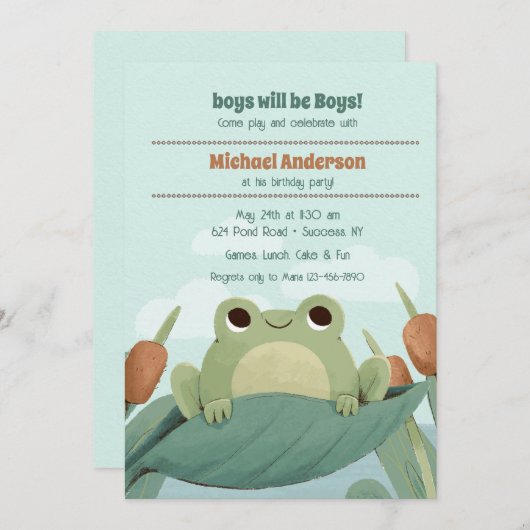 Invitation Grenouille Dans L'Étang (Devant / Derrière)