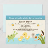 Invitation Grenouille dans l'étang/Baby shower tortue Invitat (Devant / Derrière)