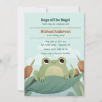 Grenouille Dans L'Invitation De L'Étang