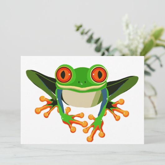 Invitation Grenouille d'arbre colorée (Debout devant)