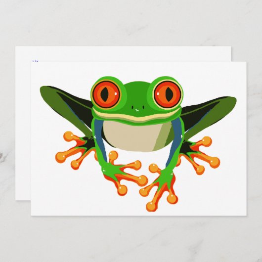 Invitation Grenouille d'arbre colorée (Devant / Derrière)