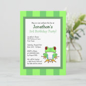 Invitation Grenouille d'arbre mignonne avec l'invitation 5x7 (Debout devant)