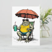 Invitation Grenouille drôle sur la plage (Debout devant)