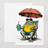 Invitation Grenouille drôle sur la plage (Devant / Derrière)