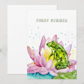 Invitation Grenouille drôle sur un lotus (Devant / Derrière)