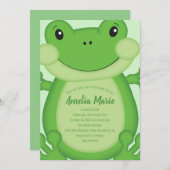 Invitation Grenouille fête d'anniversaire Vert (Devant / Derrière)