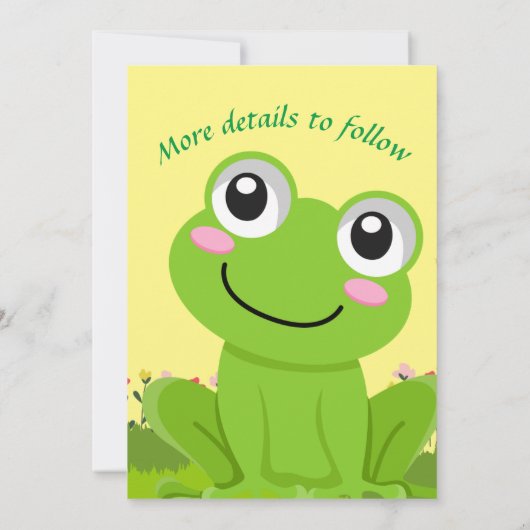 Invitation Grenouille heureuse ENREGISTREZ LA DATE - texte mo (Dos)