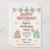 Invitation Grenouille Kawaii, fête d'anniversaire Hoppy (Devant)