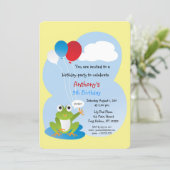 Invitation Grenouille Lily Pad Avec Ballons Anniversaire (Debout devant)