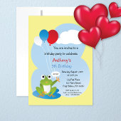 Invitation Grenouille Lily Pad Avec Ballons Anniversaire