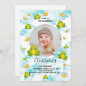 Invitation Grenouille Prince 1er anniversaire (Devant / Derrière)