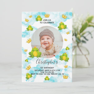 Invitation Grenouille Prince 1er anniversaire aquarelle photo