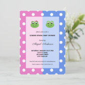 Invitation Grenouille rose et bleu Baby shower de révélation  (Debout devant)