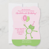 Invitation Grenouille rose Filles Anniversaire (Devant)