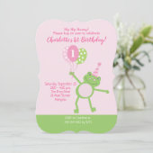 Invitation Grenouille rose Filles Anniversaire (Debout devant)