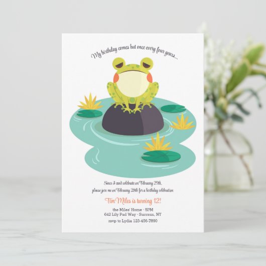 Invitation Grenouille sur Lily Pad (Debout devant)