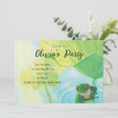 Invitation Grenouille Verte Sous La Fête Lily Pad (Debout devant)