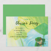 Invitation Grenouille Verte Sous La Fête Lily Pad (Devant / Derrière)