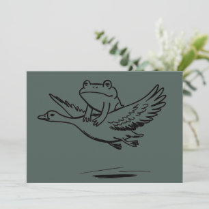 Invitation Grenouille vintage chevauchant une oie Nature Fant
