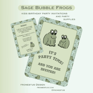 Invitation Grenouilles bulles sages - fête d'anniversaire amu
