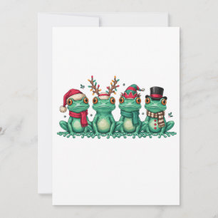 Invitation Grenouilles de Noël portant un chapeau de Père Noë