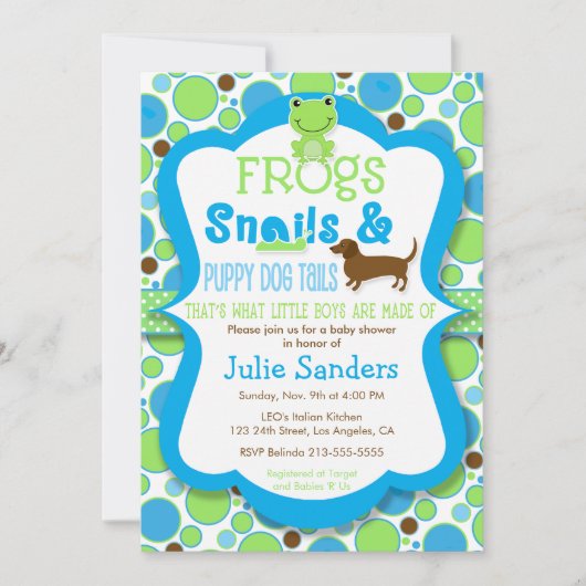 Invitation Grenouilles, escargots et cagouilles à Chien - Bab (Devant)