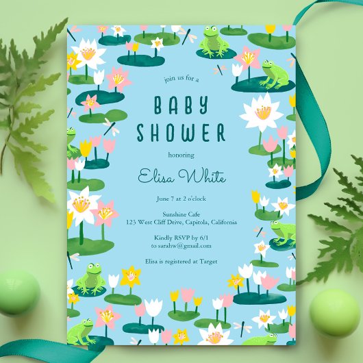 Invitation Grenouilles et Lily Pads BABY SHOWER sur mesure