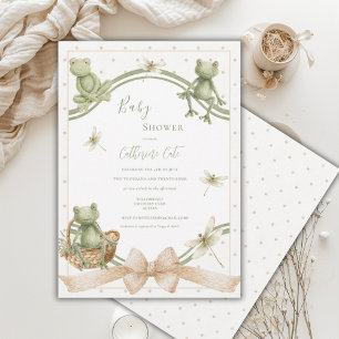 Invitation Grenouilles Mignonnes Fête de Bébé Rétro Fantaisis