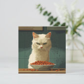 Invitation Grève alimentaire de chat (Debout devant)