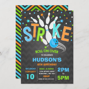 Invitation Grève de fête d'anniversaire de bowling