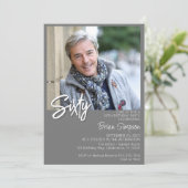 Invitation Grey 60th Birthday Photo (Debout devant)