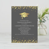 Invitation Grey and Gold Graduation (Debout devant)