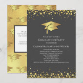 Invitation Grey and Gold Graduation (Devant / Derrière)