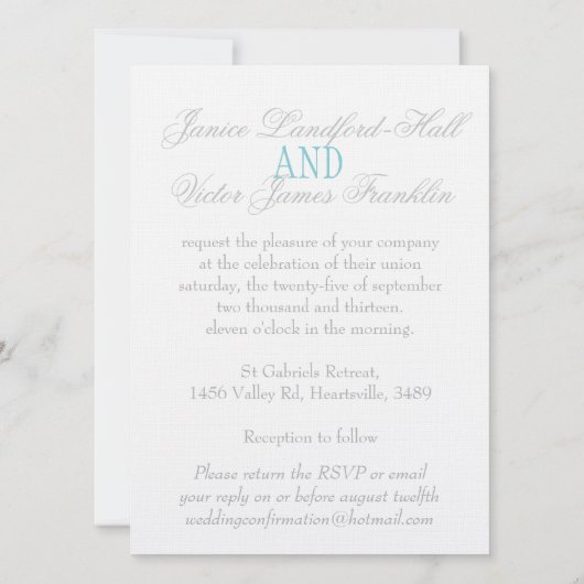 Invitation Grey colombe bleu ruban de mariage formel inviter (Dos)