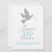 Invitation Grey colombe bleu ruban de mariage formel inviter (Devant)