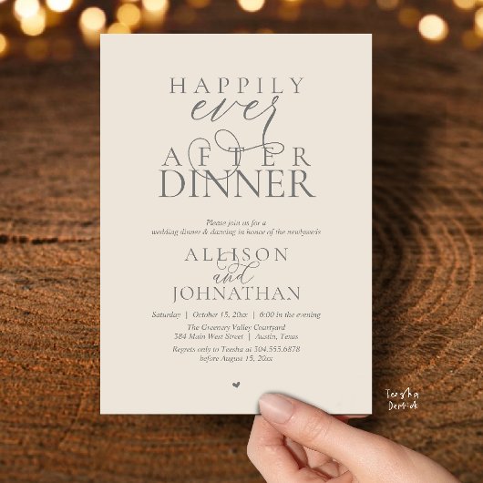 Invitation Grey Cream Happily Ever After Dinner Wedding