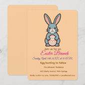 Invitation Grey Easter Bunny Image (Devant / Derrière)