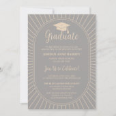 Invitation Grey Élégamment Vintage Oval Graduate Casquette Ph (Devant)