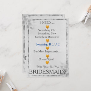 Invitation Grey & Gold avec le coeur Serez-vous ma servante d